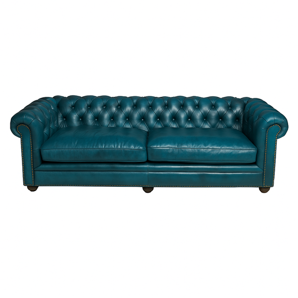 Canapea chesterfield GYMA piele ALBASTRA