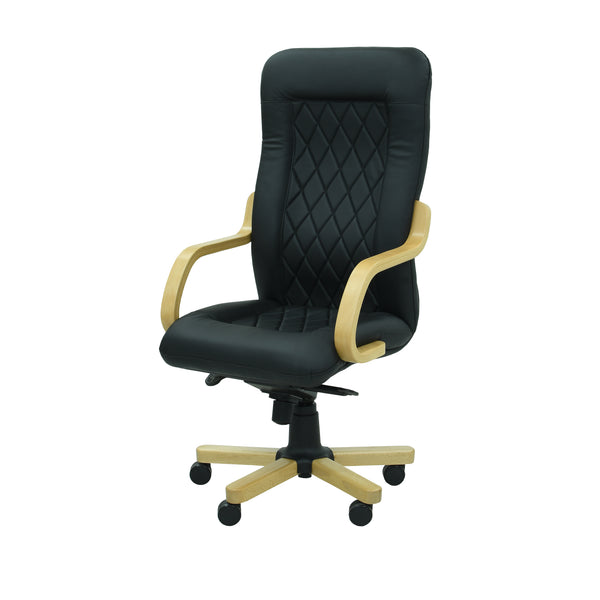 Scaun birou piele NEAGRA | model DONALD P